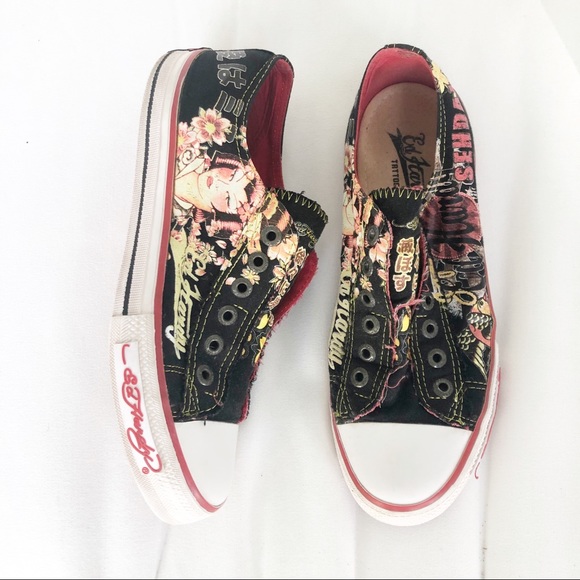 Ed Hardy Shoes - Ed Hardy Tattoo Ink Geisha Low Slip On Sneaker 8